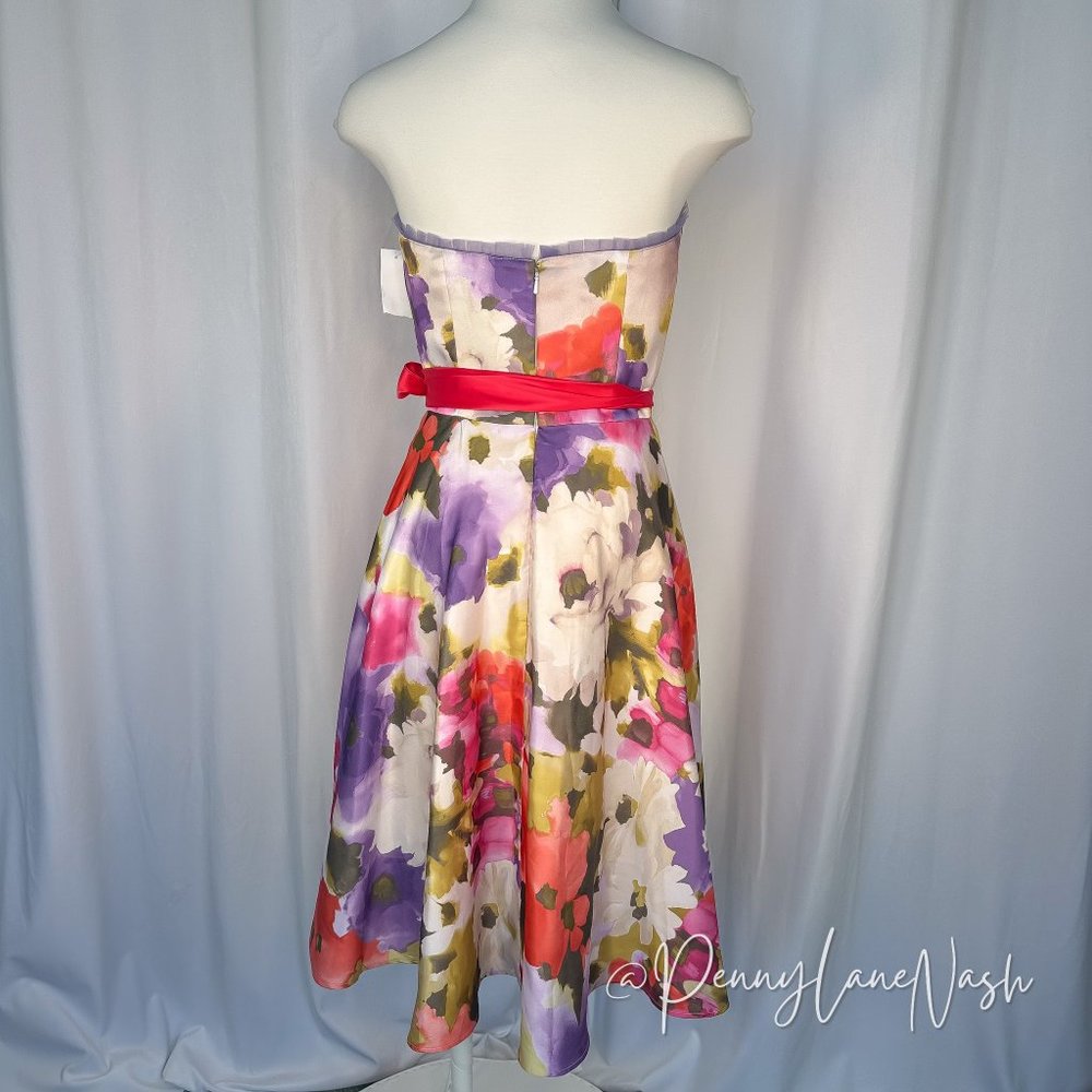 NWT Sheri Lee Juniors Watercolor Floral Strapless Dress - Picture 7 of 9